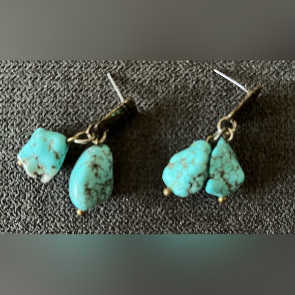Turquoise Boho Hanging Earrings - Picture 6 of 10